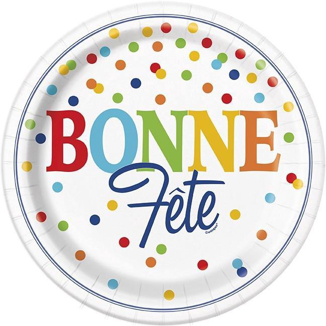 assiettes bonne fête à pois blanc 9 8 pcs boutique la fiesta